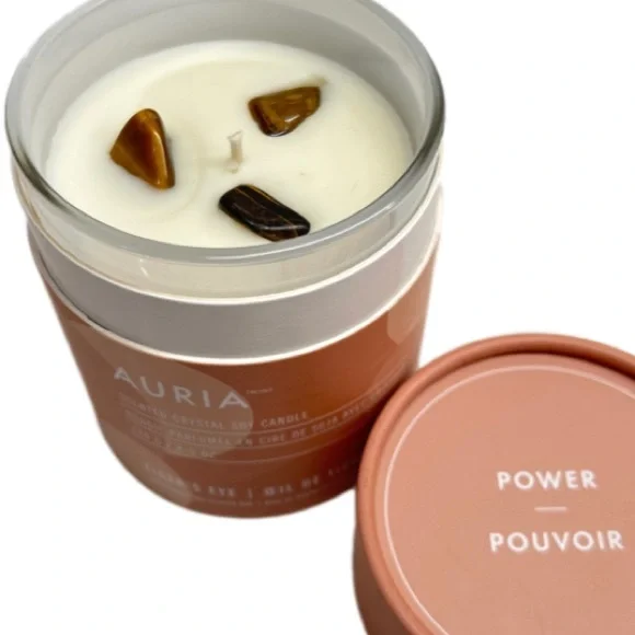 ✨Sold✨Auria Scented Crystal Soy Candle Tiger’s Eye 8.5 oz Sandalwood & Vetiver - Picture 6 of 9